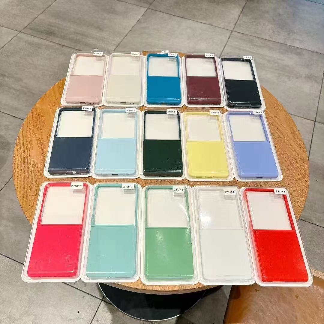 Compatible with Samsung Z Flip7 phone case, Flip6/5 liquid silicone soft case, solid color, ultra-thin skin-feel protective case.