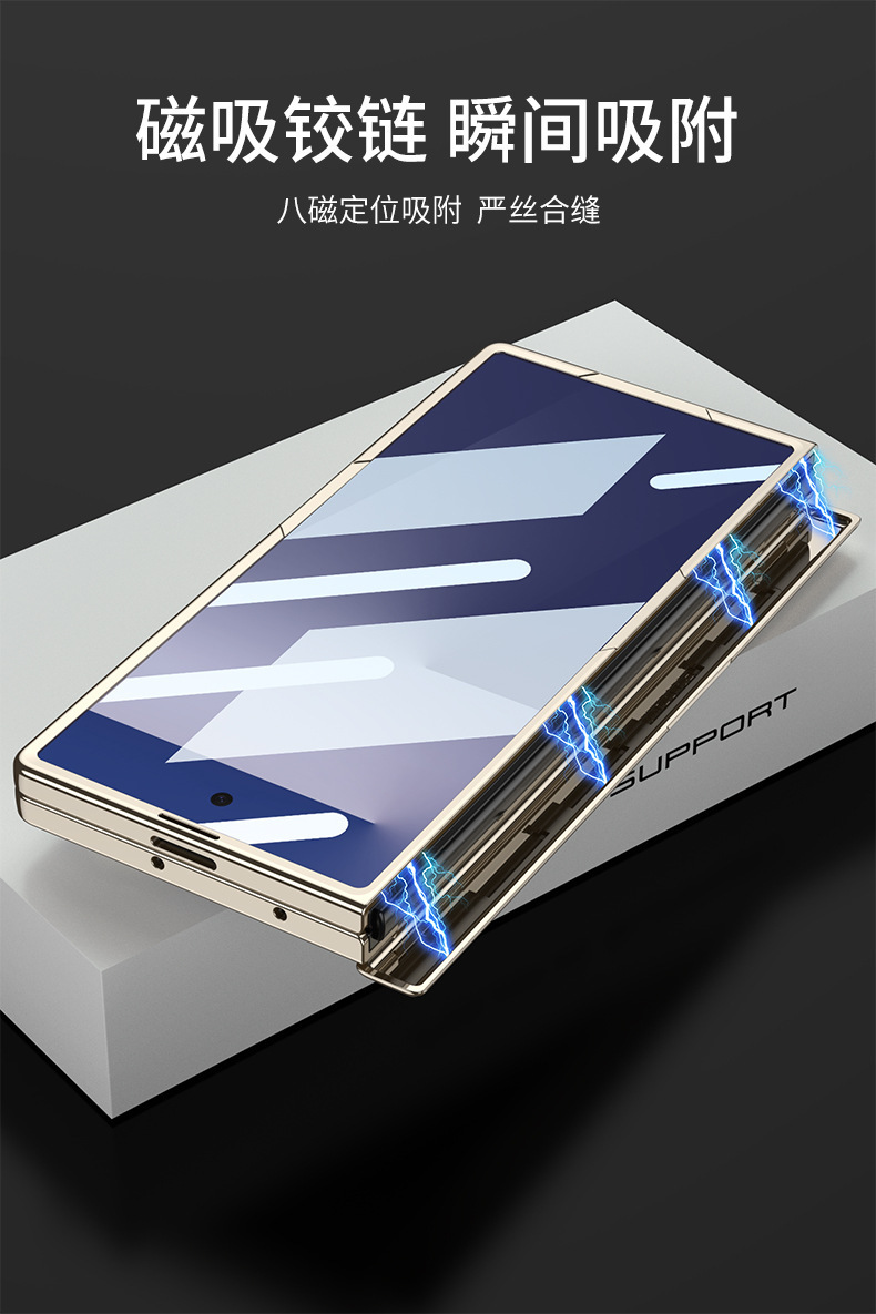 Compatible with Samsung Z Fold7 phone case, electroplated magnetic hinge, case film, Triumph bracket, transparent protective case