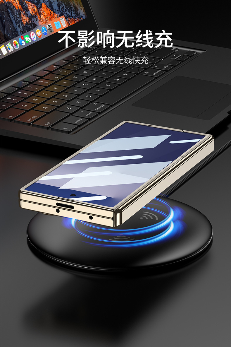 Compatible with Samsung Z Fold7 phone case, electroplated magnetic hinge, case film, Triumph bracket, transparent protective case