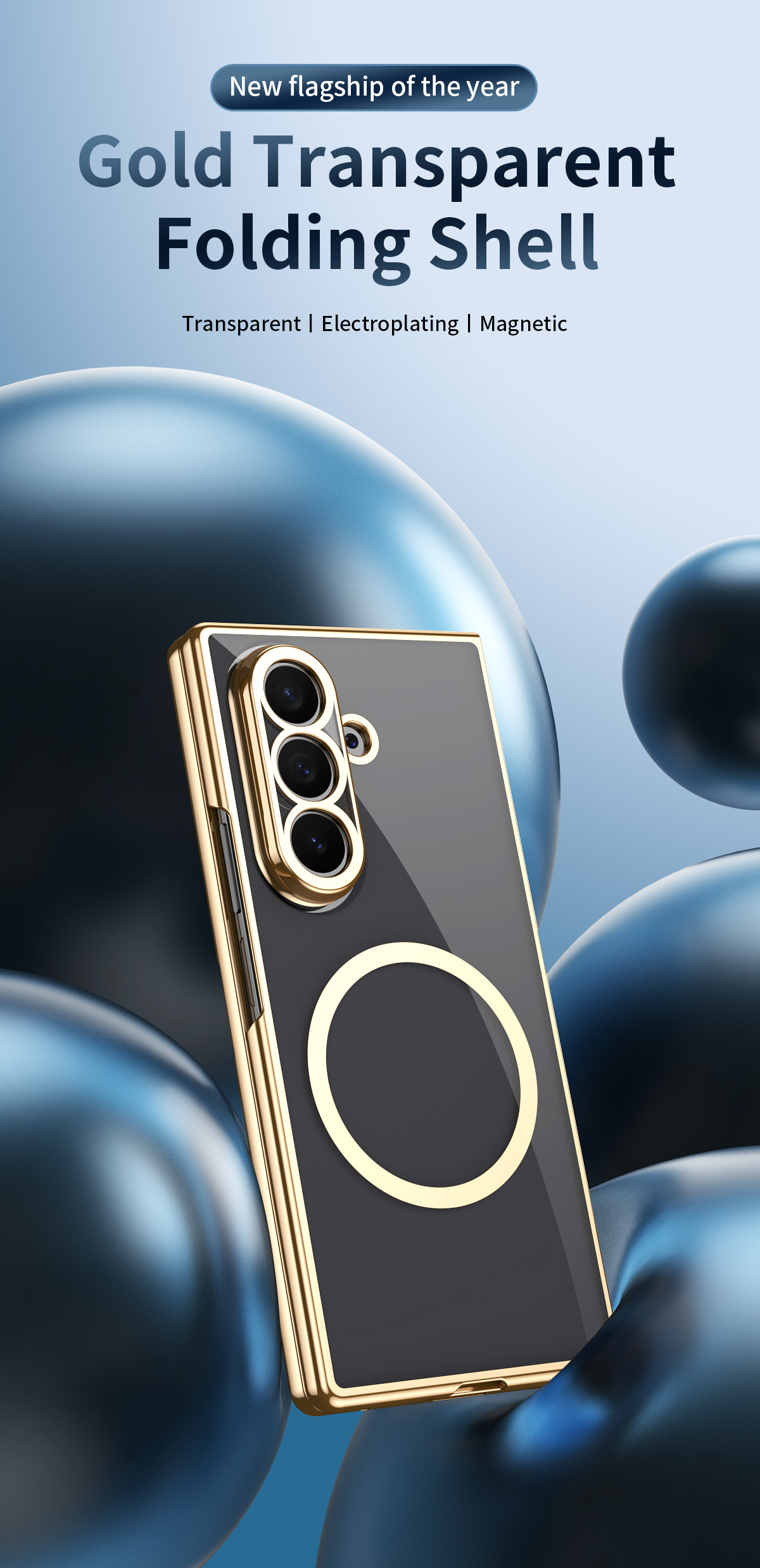 Compatible with Samsung Z Fold8 Ultra phone case 7/6/5 electroplated case film, wireless charging, magnetic closure, 4/3 high transparency, drop protection