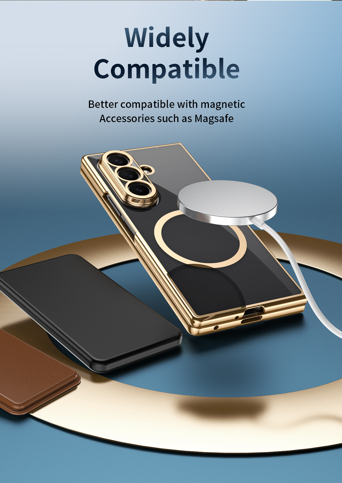 Compatible with Samsung Z Fold8 Ultra phone case 7/6/5 electroplated case film, wireless charging, magnetic closure, 4/3 high transparency, drop protection