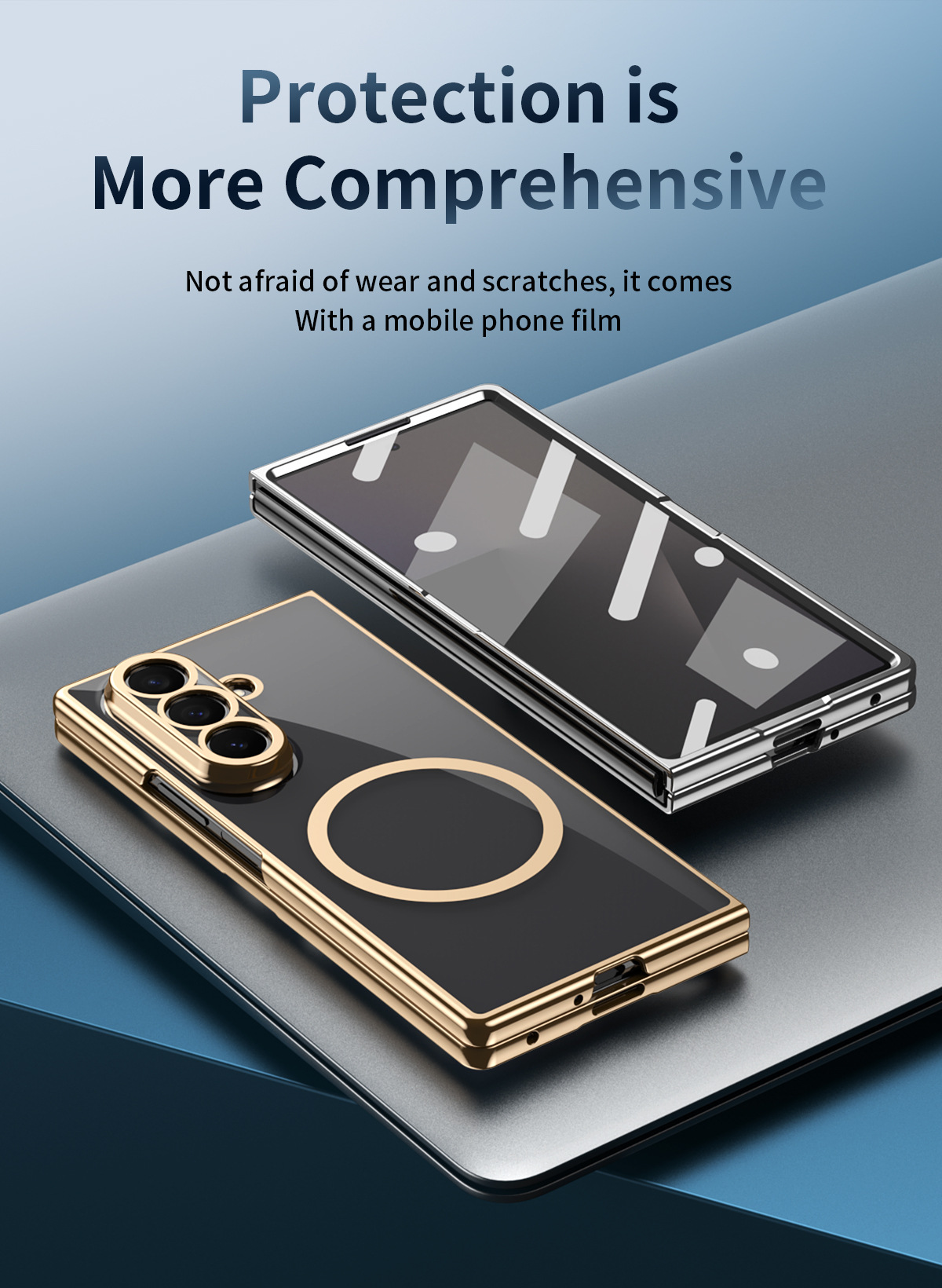 Compatible with Samsung Z Fold8 Ultra phone case 7/6/5 electroplated case film, wireless charging, magnetic closure, 4/3 high transparency, drop protection