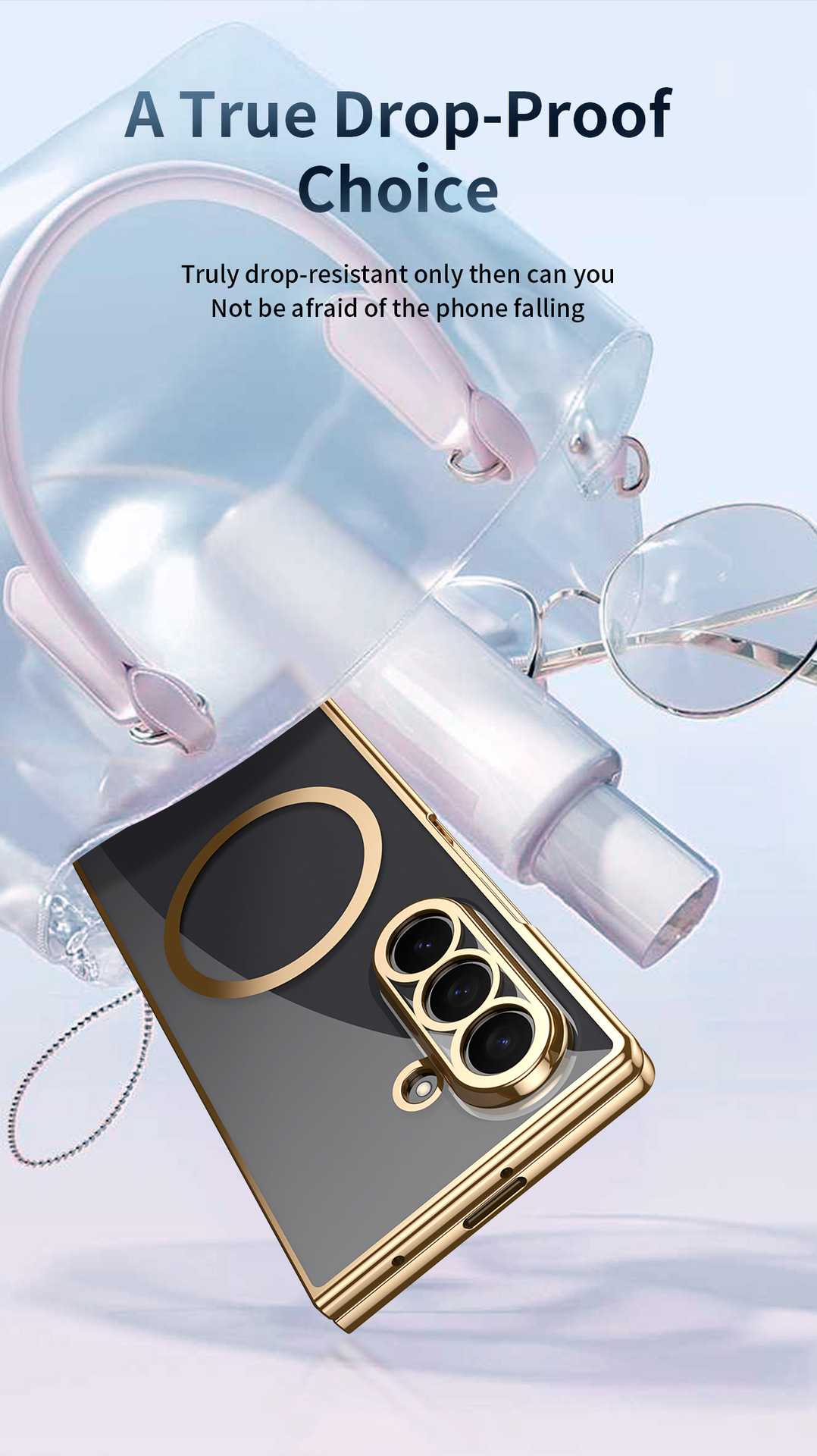 Compatible with Samsung Z Fold8 Ultra phone case 7/6/5 electroplated case film, wireless charging, magnetic closure, 4/3 high transparency, drop protection