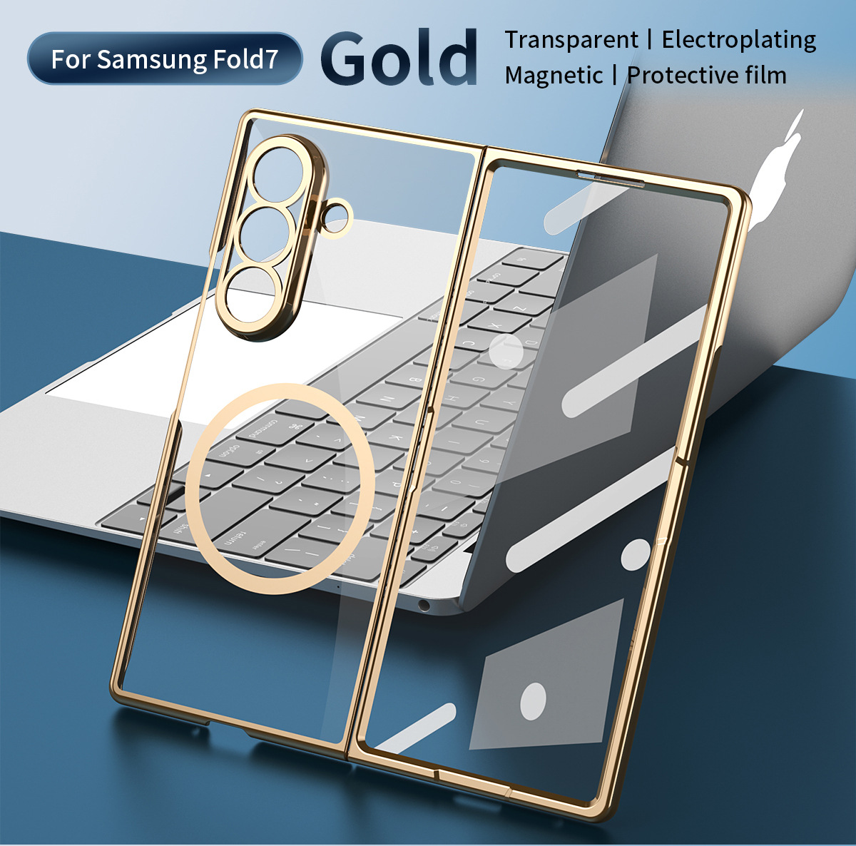 Compatible with Samsung Z Fold8 Ultra phone case 7/6/5 electroplated case film, wireless charging, magnetic closure, 4/3 high transparency, drop protection