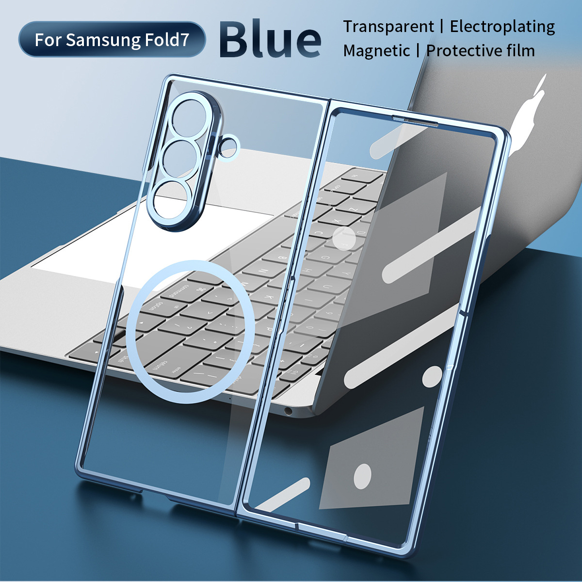 Compatible with Samsung Z Fold8 Ultra phone case 7/6/5 electroplated case film, wireless charging, magnetic closure, 4/3 high transparency, drop protection