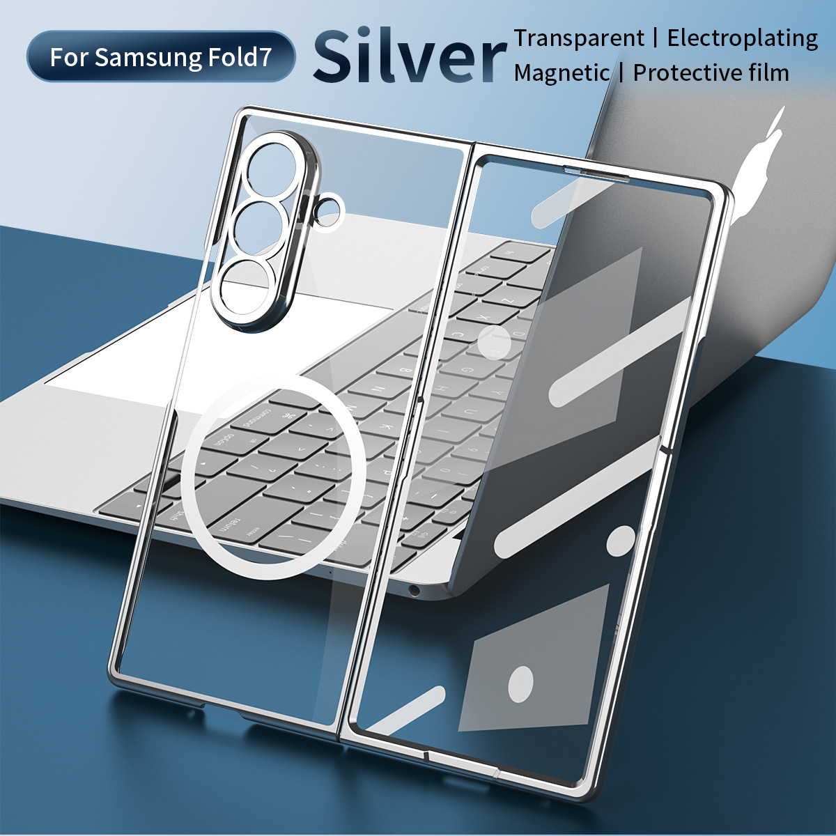 Compatible with Samsung Z Fold8 Ultra phone case 7/6/5 electroplated case film, wireless charging, magnetic closure, 4/3 high transparency, drop protection