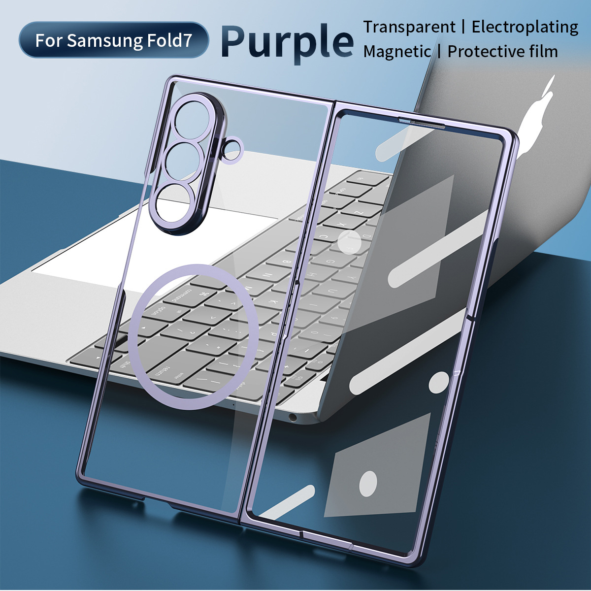 Compatible with Samsung Z Fold8 Ultra phone case 7/6/5 electroplated case film, wireless charging, magnetic closure, 4/3 high transparency, drop protection