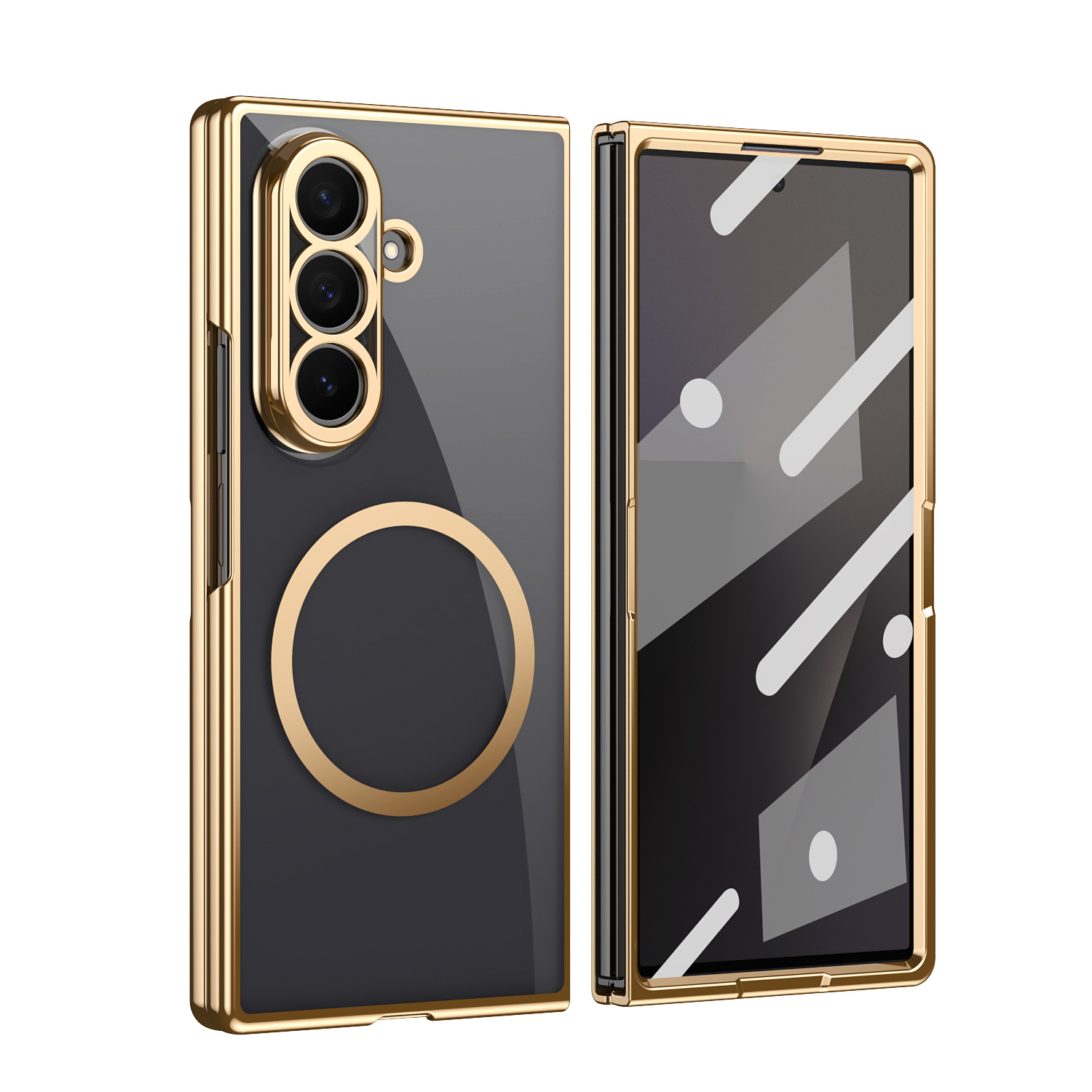 Compatible with Samsung Z Fold8 Ultra phone case 7/6/5 electroplated case film, wireless charging, magnetic closure, 4/3 high transparency, drop protection