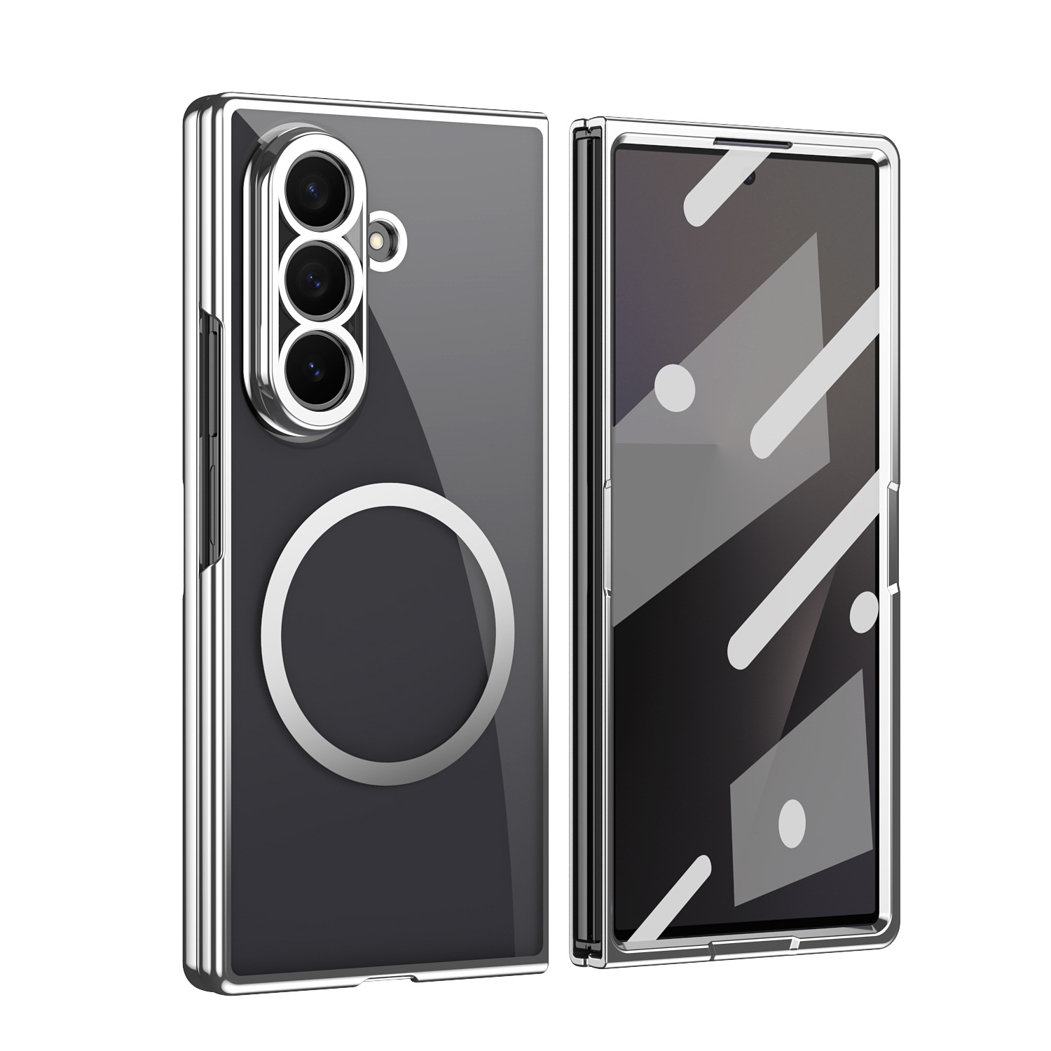 Compatible with Samsung Z Fold8 Ultra phone case 7/6/5 electroplated case film, wireless charging, magnetic closure, 4/3 high transparency, drop protection