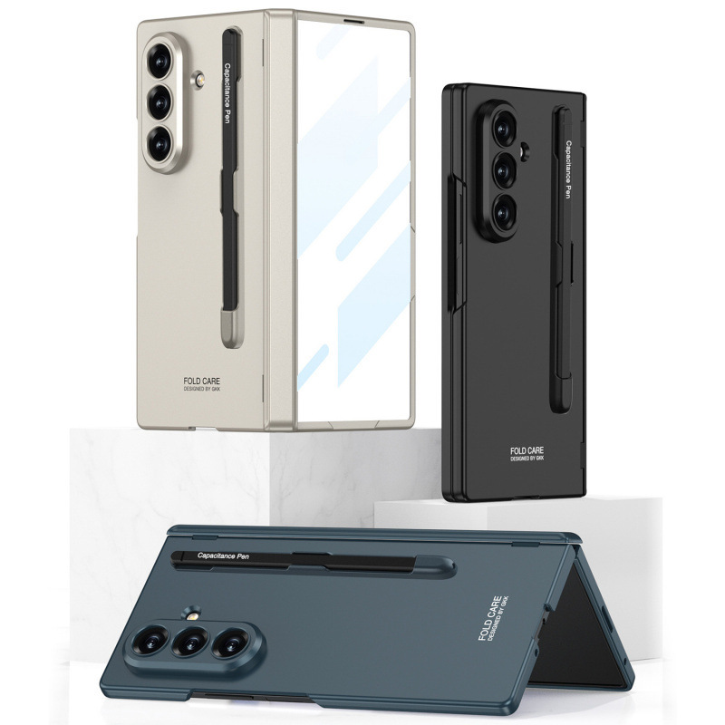 Compatible Samsung Z Fold7 phone case with magnetic hinge, pen slot, pen cover, full-coverage drop protection.