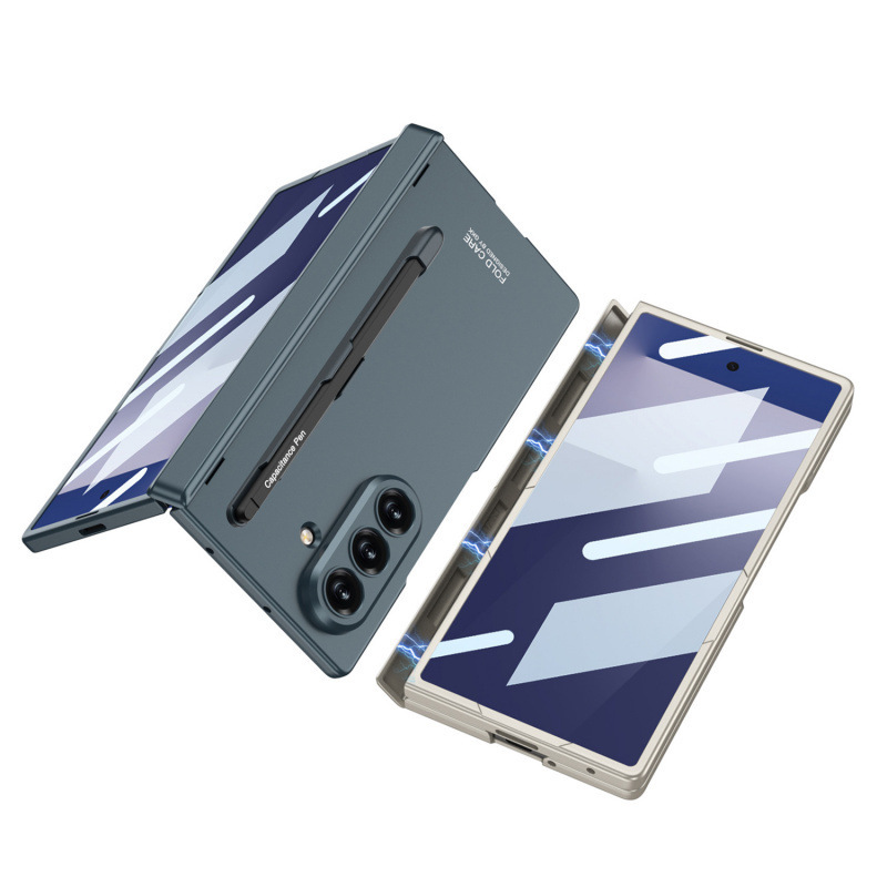Compatible Samsung Z Fold7 phone case with magnetic hinge, pen slot, pen cover, full-coverage drop protection.