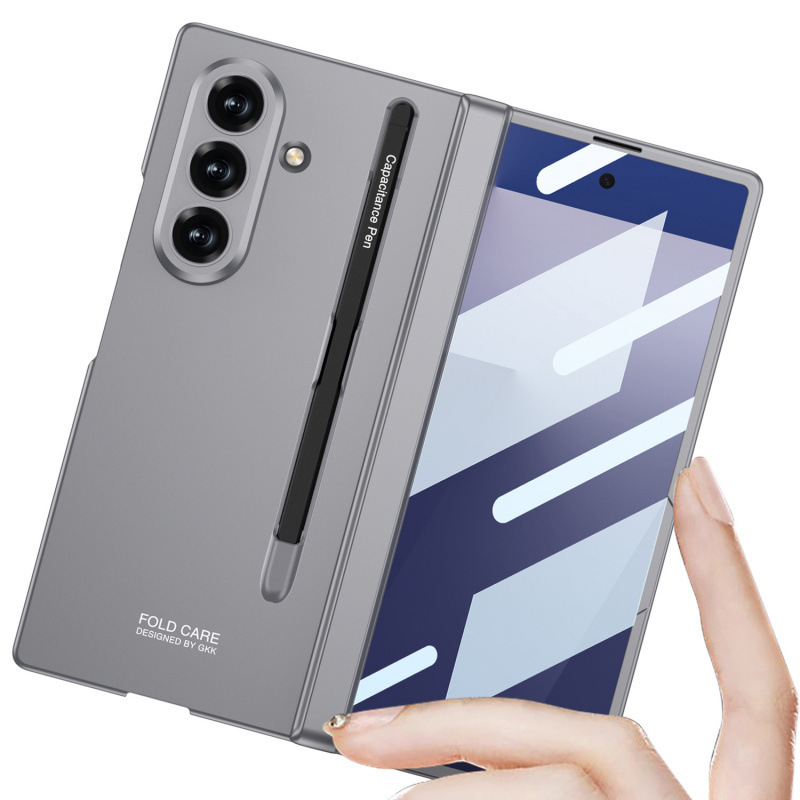 Compatible Samsung Z Fold7 phone case with magnetic hinge, pen slot, pen cover, full-coverage drop protection.
