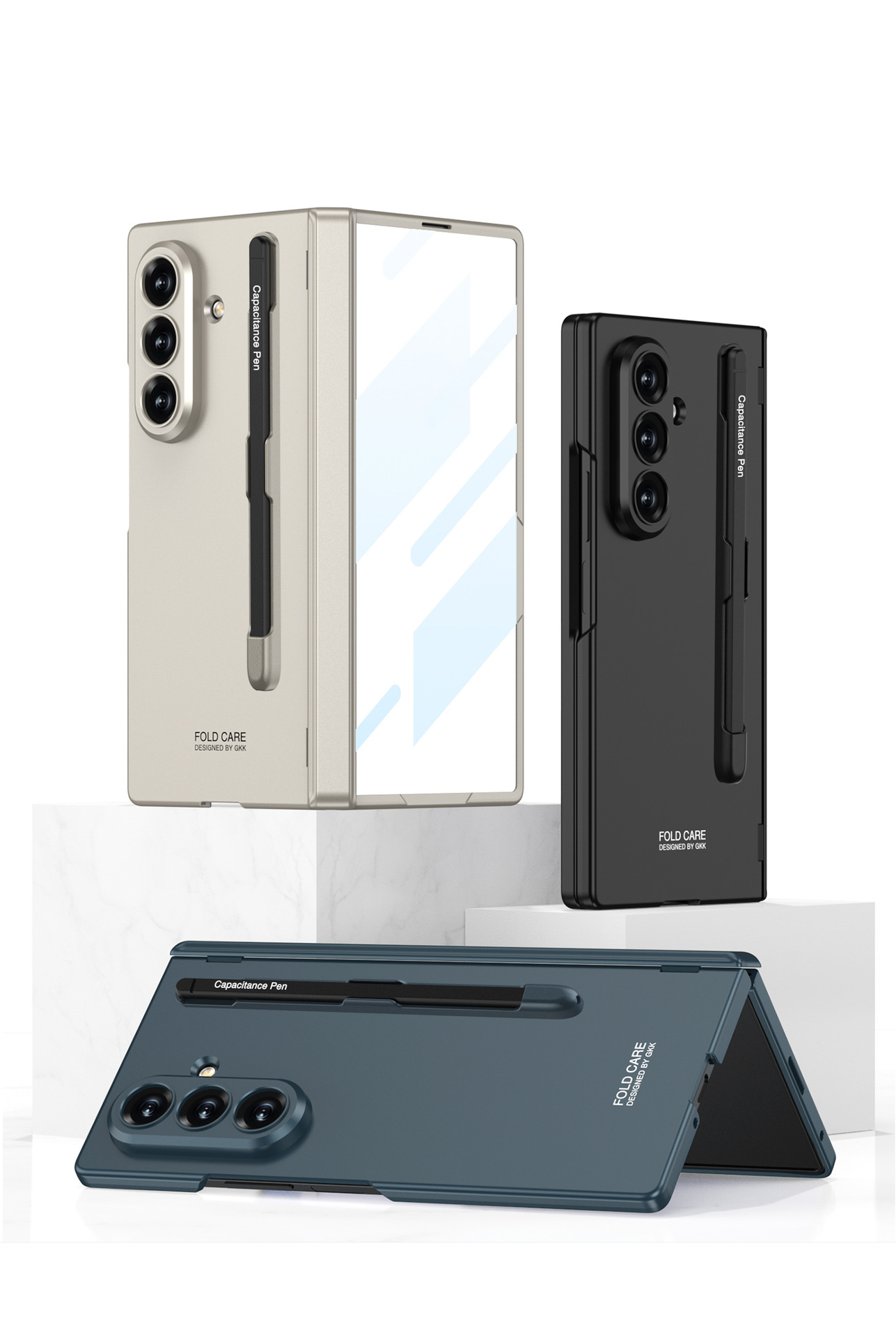 Compatible Samsung Z Fold7 phone case with magnetic hinge, pen slot, pen cover, full-coverage drop protection.