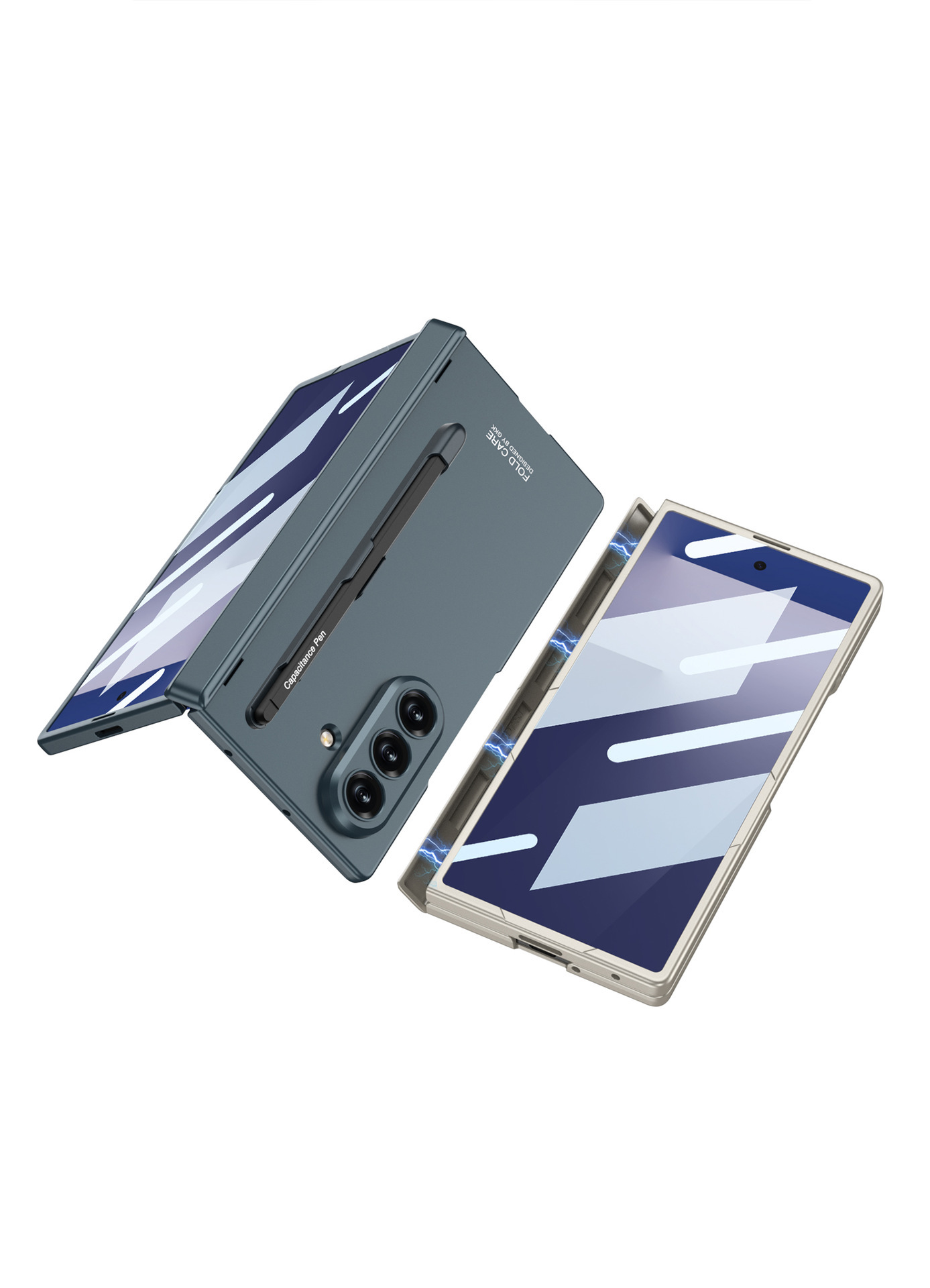 Compatible Samsung Z Fold7 phone case with magnetic hinge, pen slot, pen cover, full-coverage drop protection.