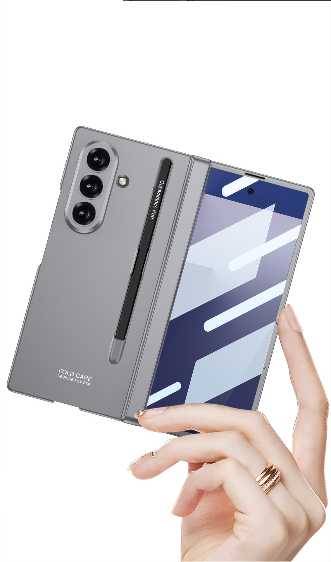 Compatible Samsung Z Fold7 phone case with magnetic hinge, pen slot, pen cover, full-coverage drop protection.
