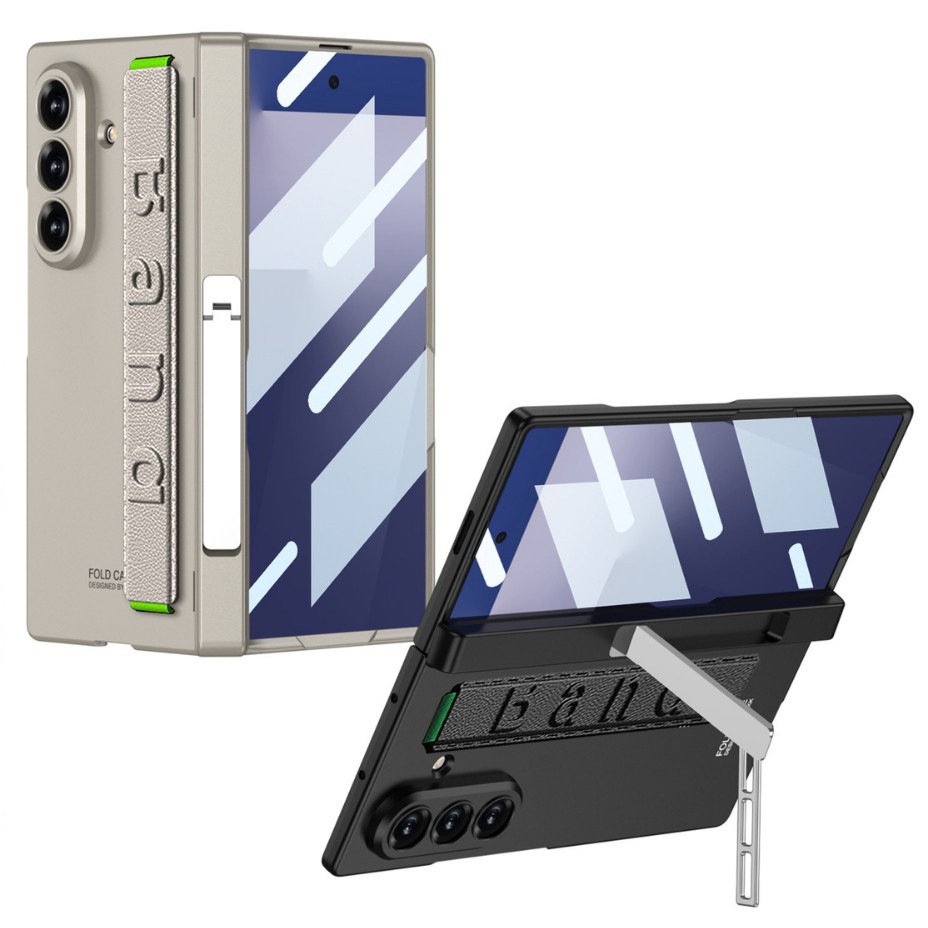 Samsung Z Fold7 phone case with wrist strap, hinge, side stand, full-coverage anti-drop protective case, cross-border e-commerce.