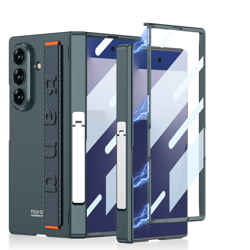 Samsung Z Fold7 phone case with wrist strap, hinge, side stand, full-coverage anti-drop protective case, cross-border e-commerce.