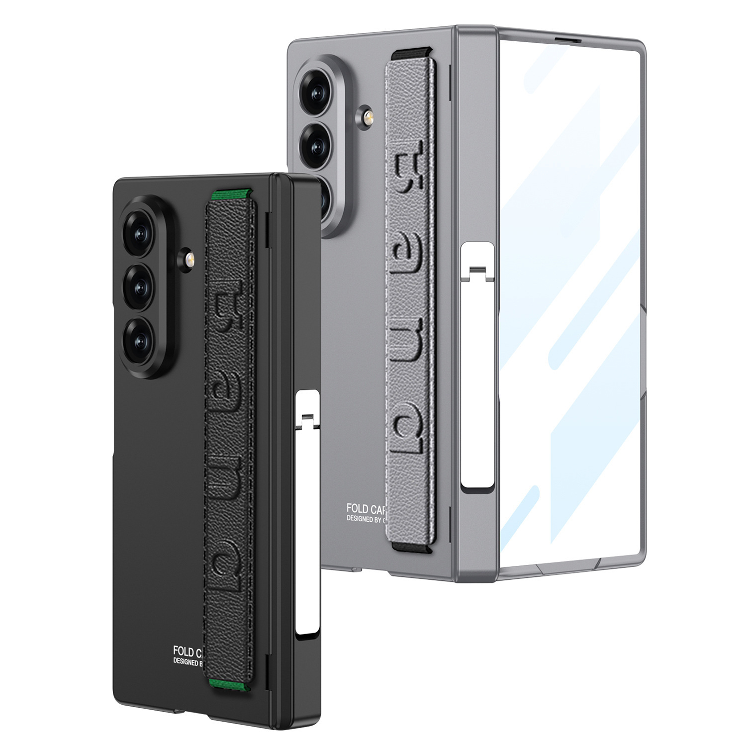 Samsung Z Fold7 phone case with wrist strap, hinge, side stand, full-coverage anti-drop protective case, cross-border e-commerce.