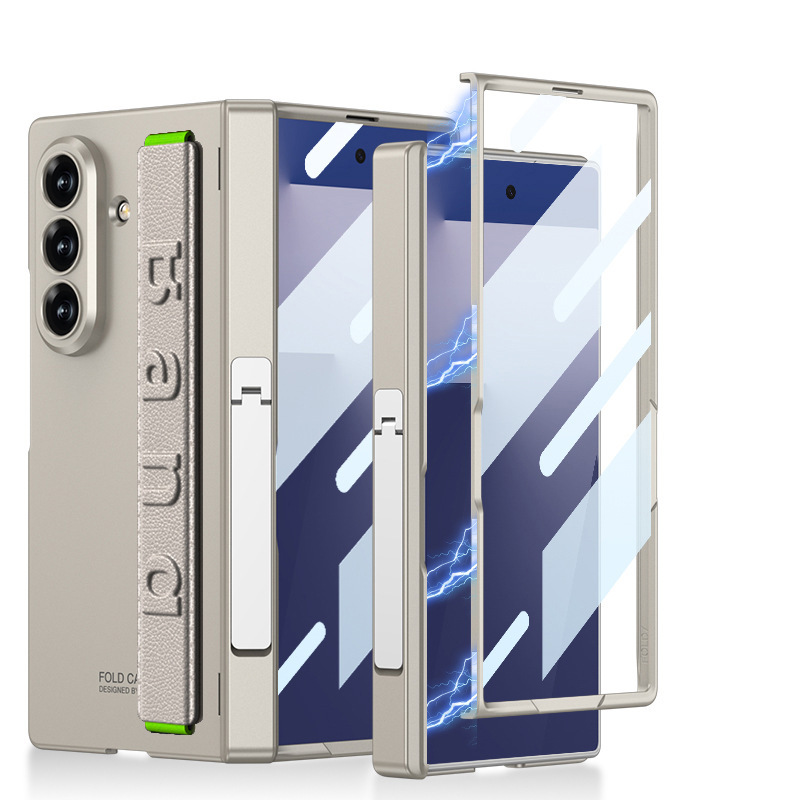 Samsung Z Fold7 phone case with wrist strap, hinge, side stand, full-coverage anti-drop protective case, cross-border e-commerce.