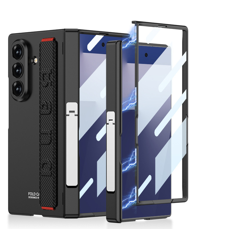 Samsung Z Fold7 phone case with wrist strap, hinge, side stand, full-coverage anti-drop protective case, cross-border e-commerce.