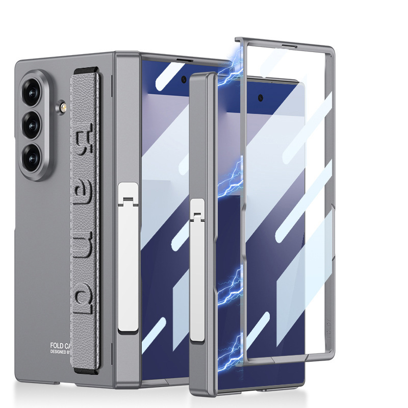 Samsung Z Fold7 phone case with wrist strap, hinge, side stand, full-coverage anti-drop protective case, cross-border e-commerce.