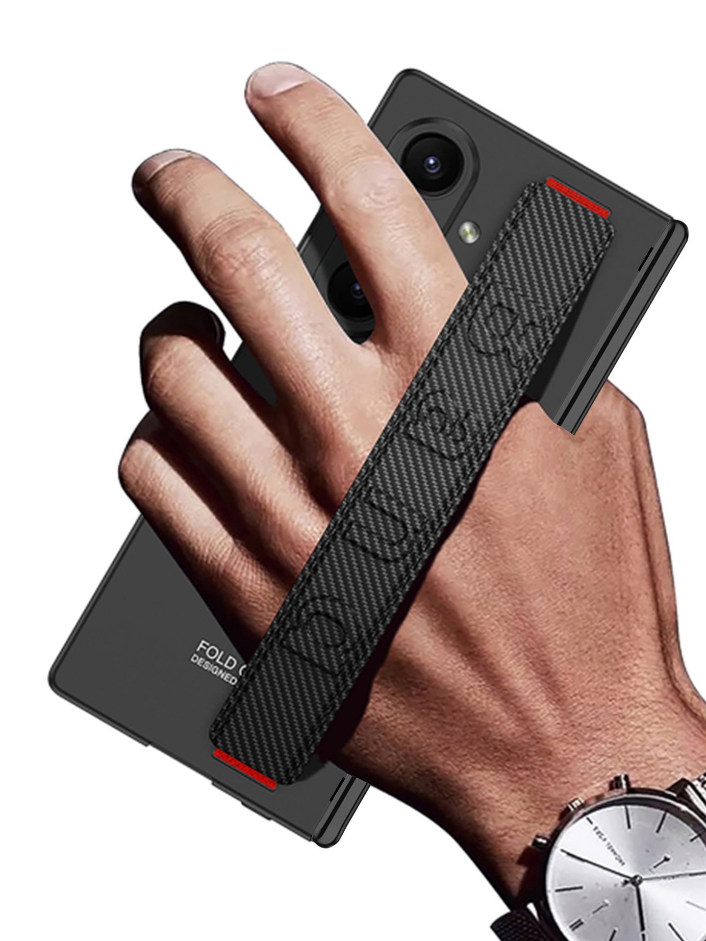 Samsung Z Fold7 phone case with wrist strap, hinge, side stand, full-coverage anti-drop protective case, cross-border e-commerce.