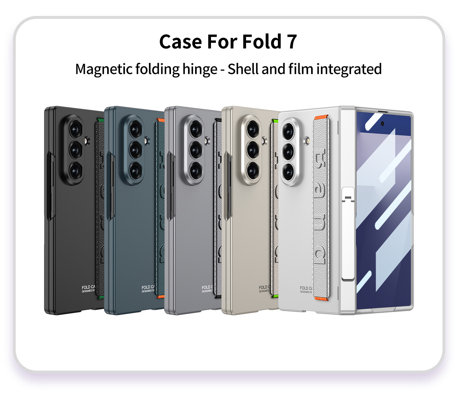Samsung Z Fold7 phone case with wrist strap, hinge, side stand, full-coverage anti-drop protective case, cross-border e-commerce.