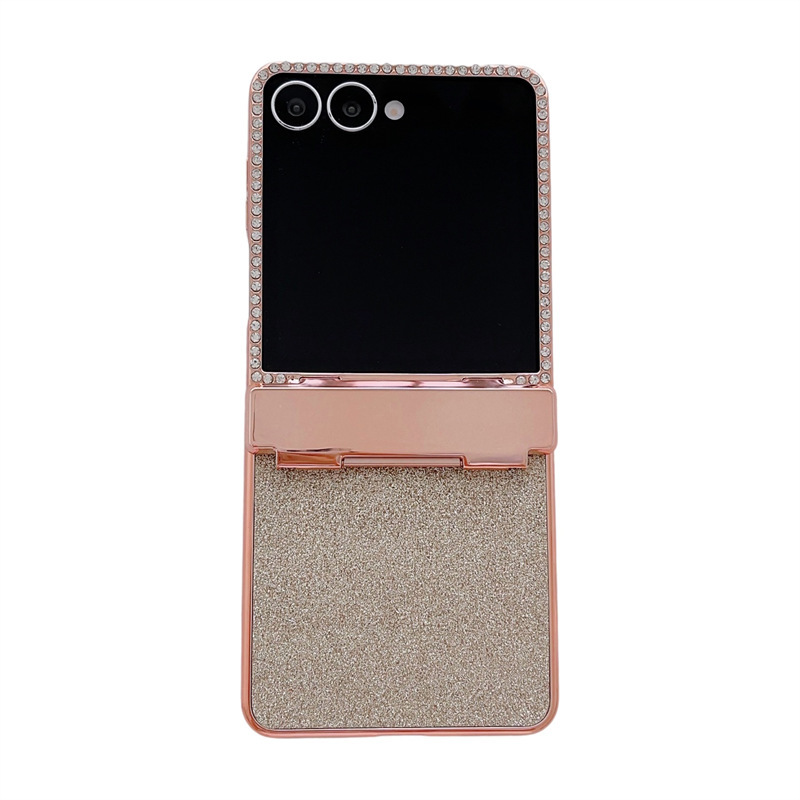 Compatible Samsung Z Flip 8/7 phone case with electroplated crystal glitter diamond hinge, full coverage, 6/5/4mm drop protection.