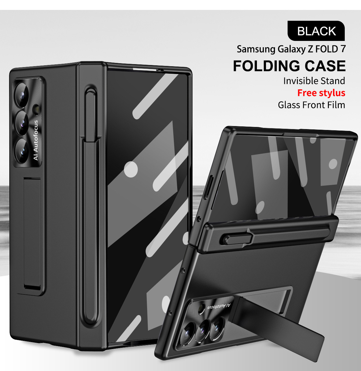 Compatible with Samsung Z Fold8/7/6 phone case, magnetic hinge, pen slot, pen cover, 5/4 full-coverage protective case.