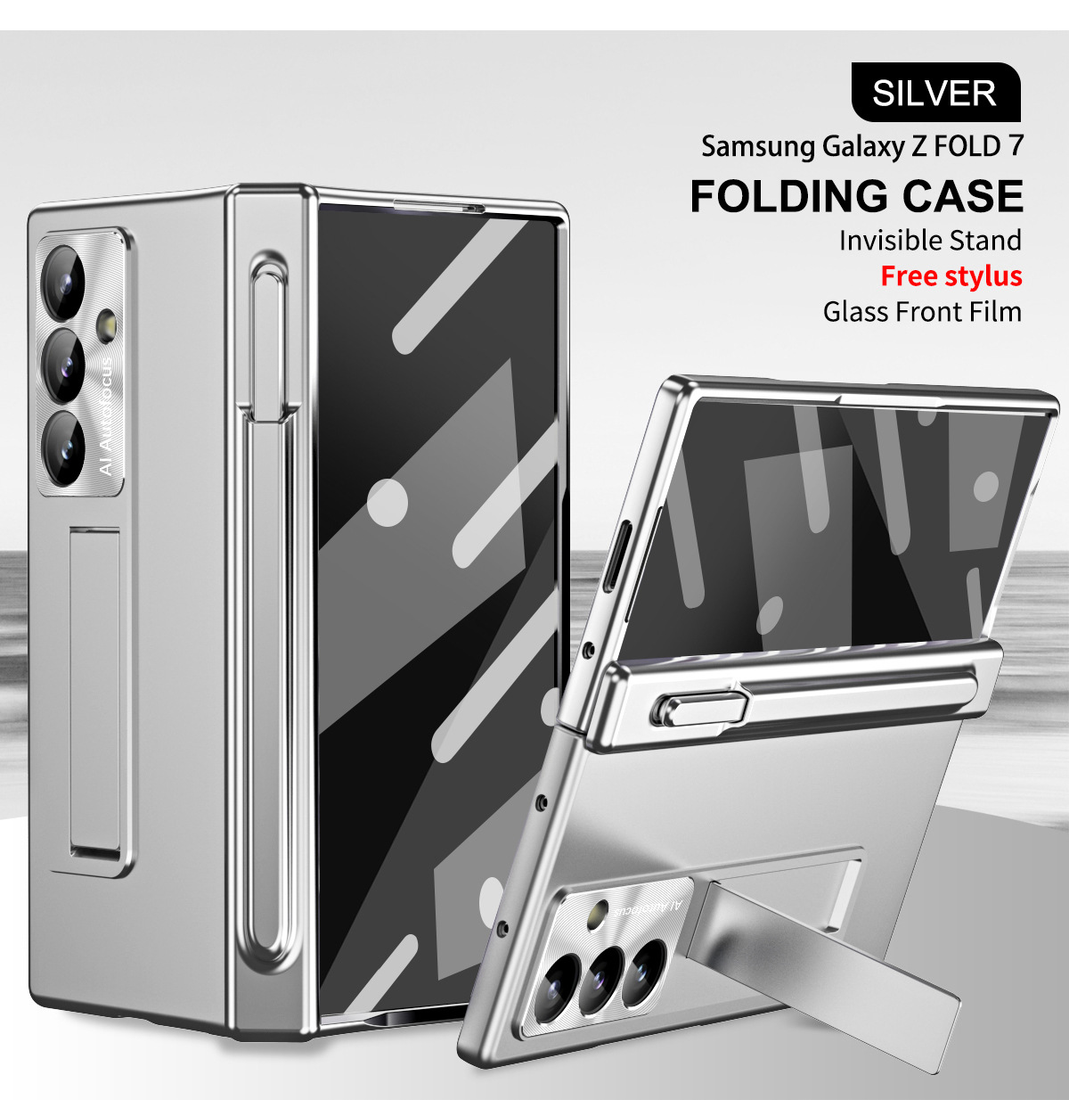 Compatible with Samsung Z Fold8/7/6 phone case, magnetic hinge, pen slot, pen cover, 5/4 full-coverage protective case.