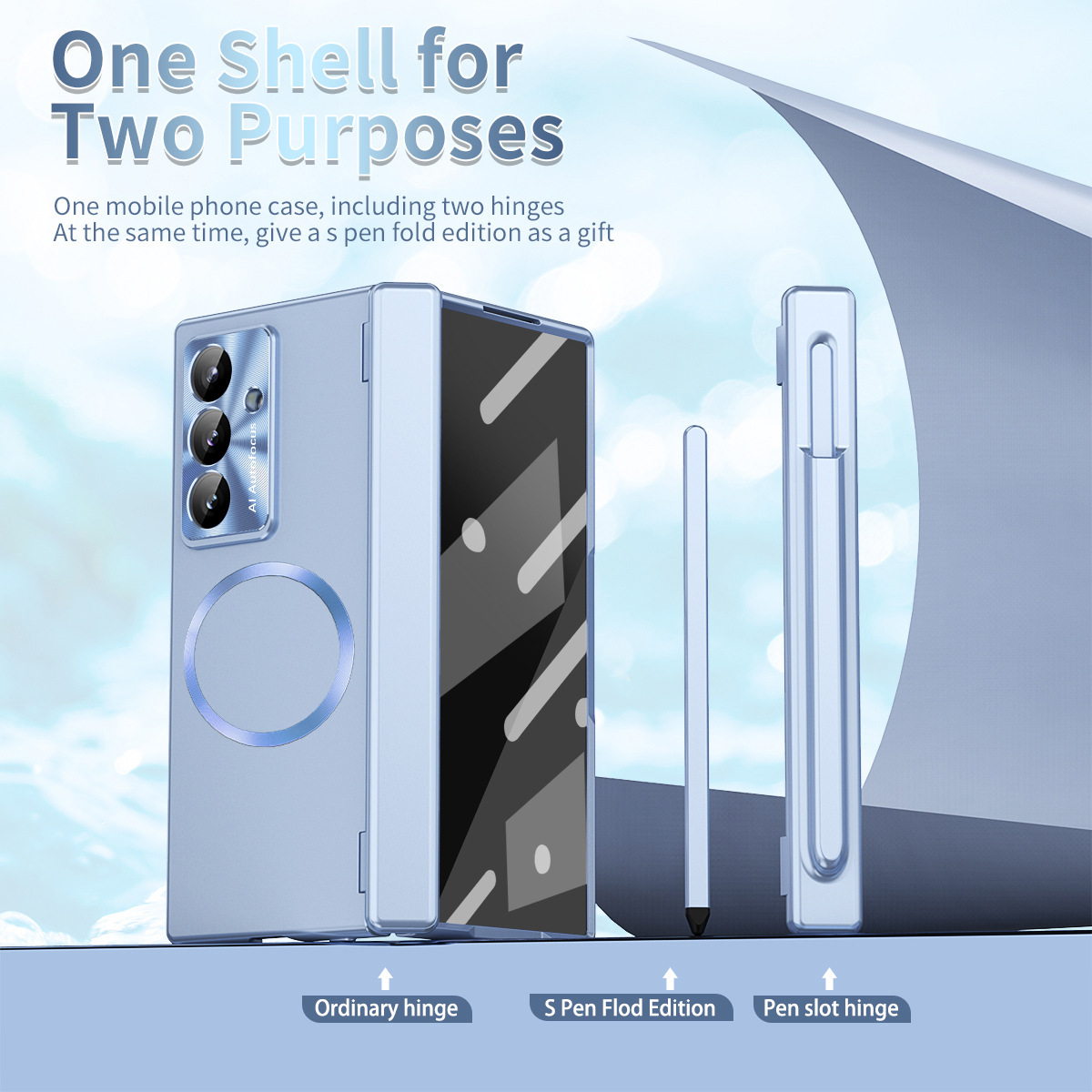 Compatible with Samsung Z Fold8/7 phone case, magnetic hinge, pen slot, wireless charging, Fold6 case, screen protector, full-coverage protective case