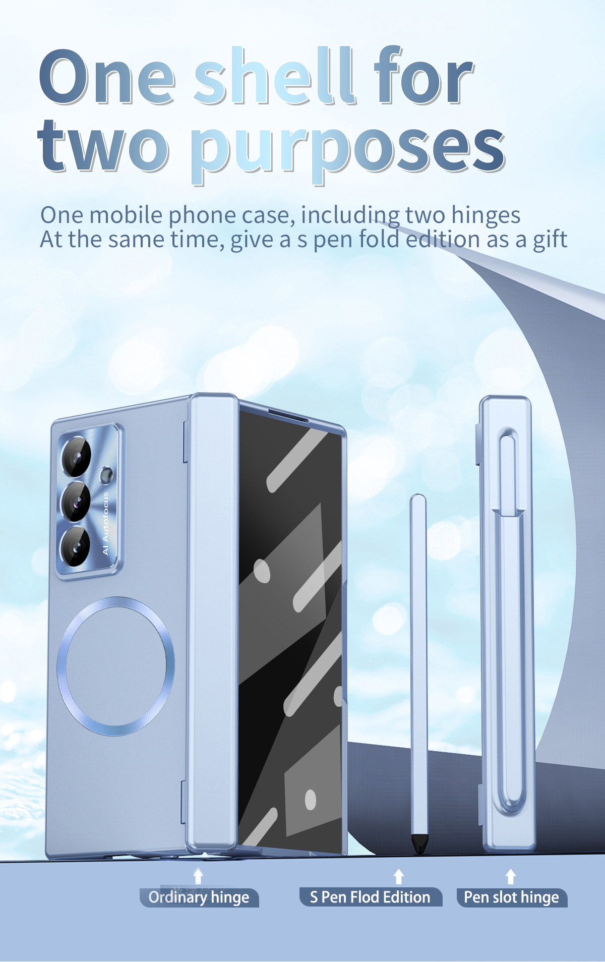 Compatible with Samsung Z Fold8/7 phone case, magnetic hinge, pen slot, wireless charging, Fold6 case, screen protector, full-coverage protective case
