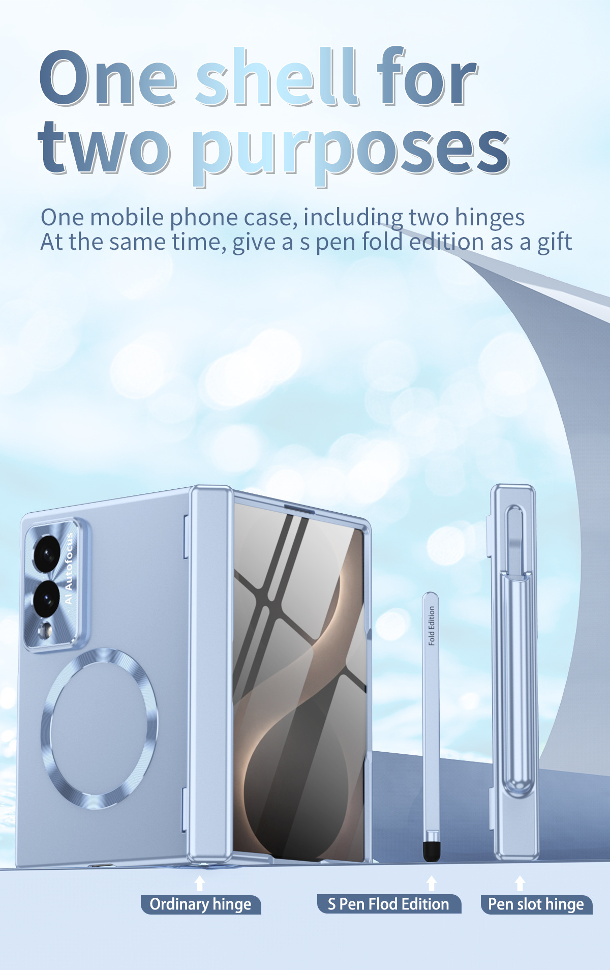 Compatible with Samsung Z Fold8/7 phone case, magnetic hinge, pen slot, wireless charging, Fold6 case, screen protector, full-coverage protective case
