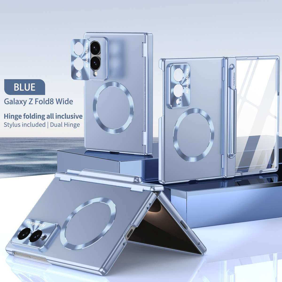 Compatible with Samsung Z Fold8/7 phone case, magnetic hinge, pen slot, wireless charging, Fold6 case, screen protector, full-coverage protective case