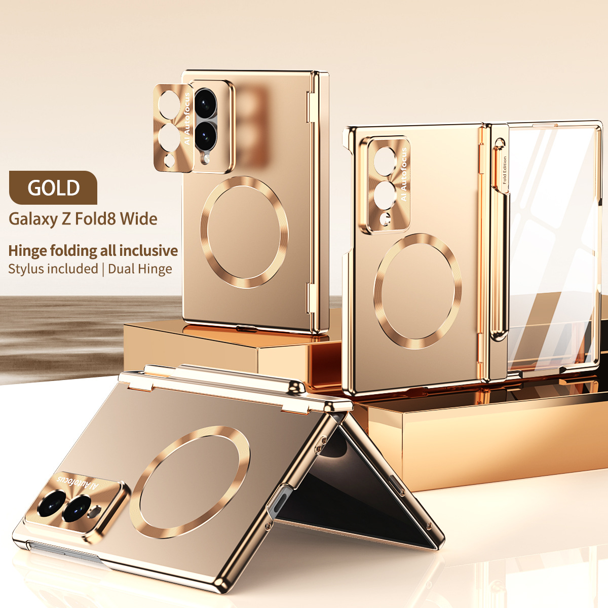 Compatible with Samsung Z Fold8/7 phone case, magnetic hinge, pen slot, wireless charging, Fold6 case, screen protector, full-coverage protective case