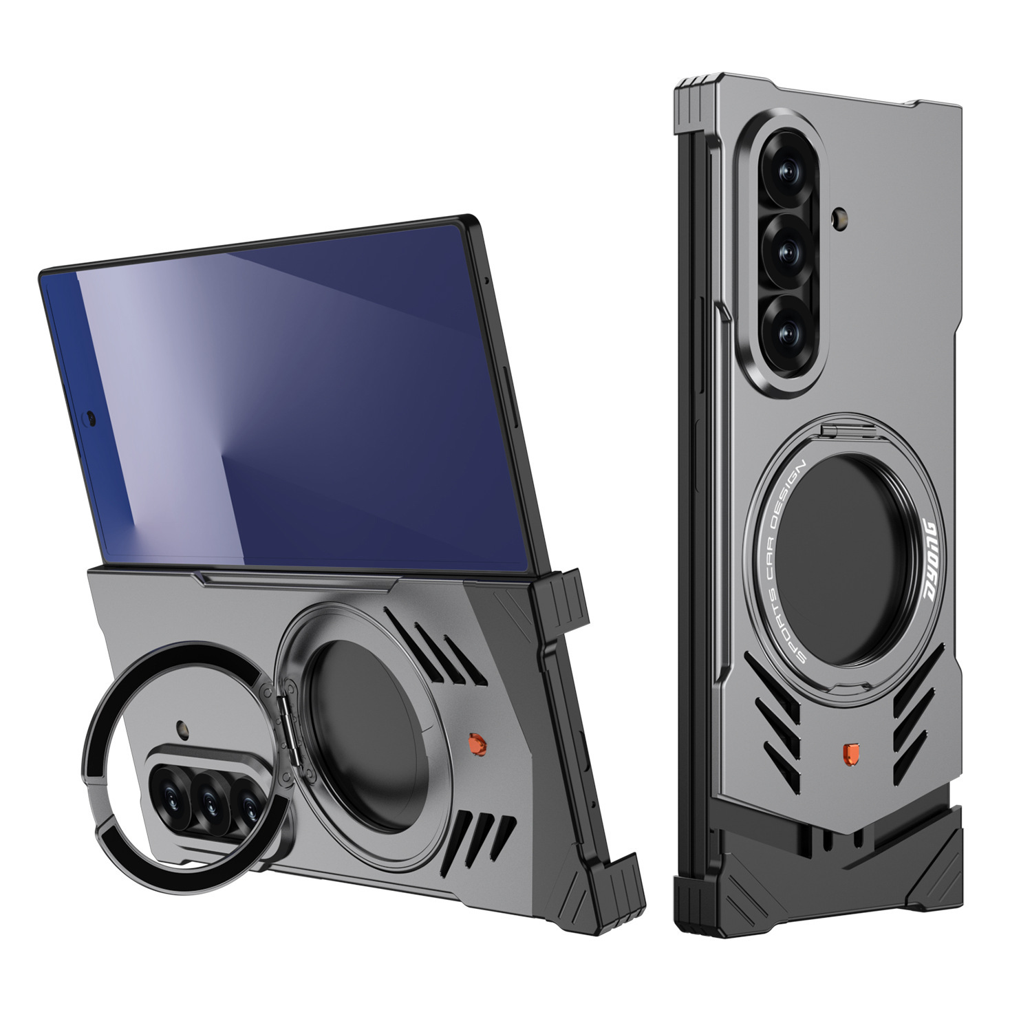 Compatible with Samsung Z Fold7/6 phone case, metal magnetic 360° rotating stand, heat dissipation and drop protection case, cross-border e-commerce.