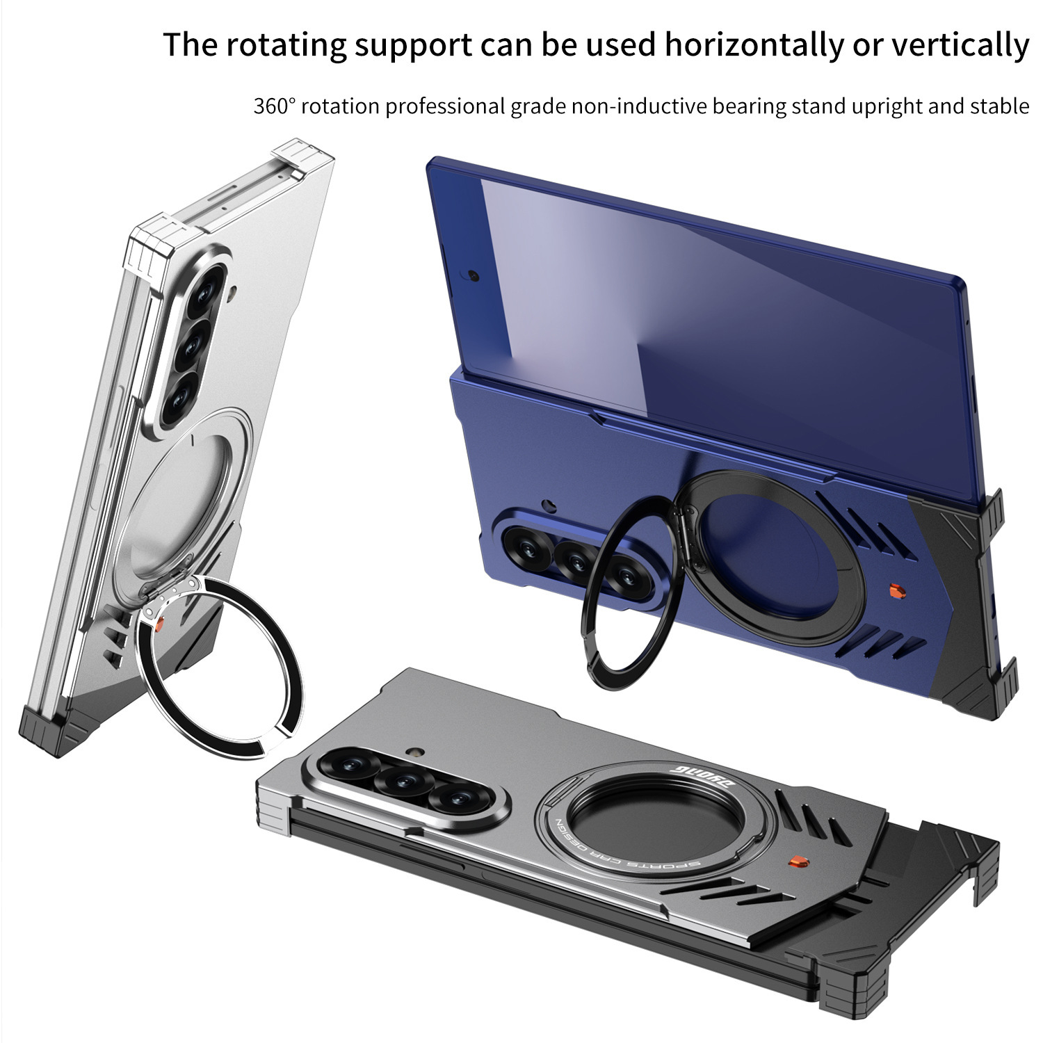 Compatible with Samsung Z Fold7/6 phone case, metal magnetic 360° rotating stand, heat dissipation and drop protection case, cross-border e-commerce.