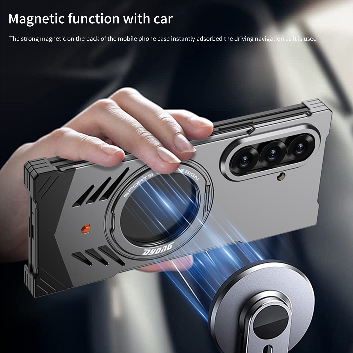 Compatible with Samsung Z Fold7/6 phone case, metal magnetic 360° rotating stand, heat dissipation and drop protection case, cross-border e-commerce.