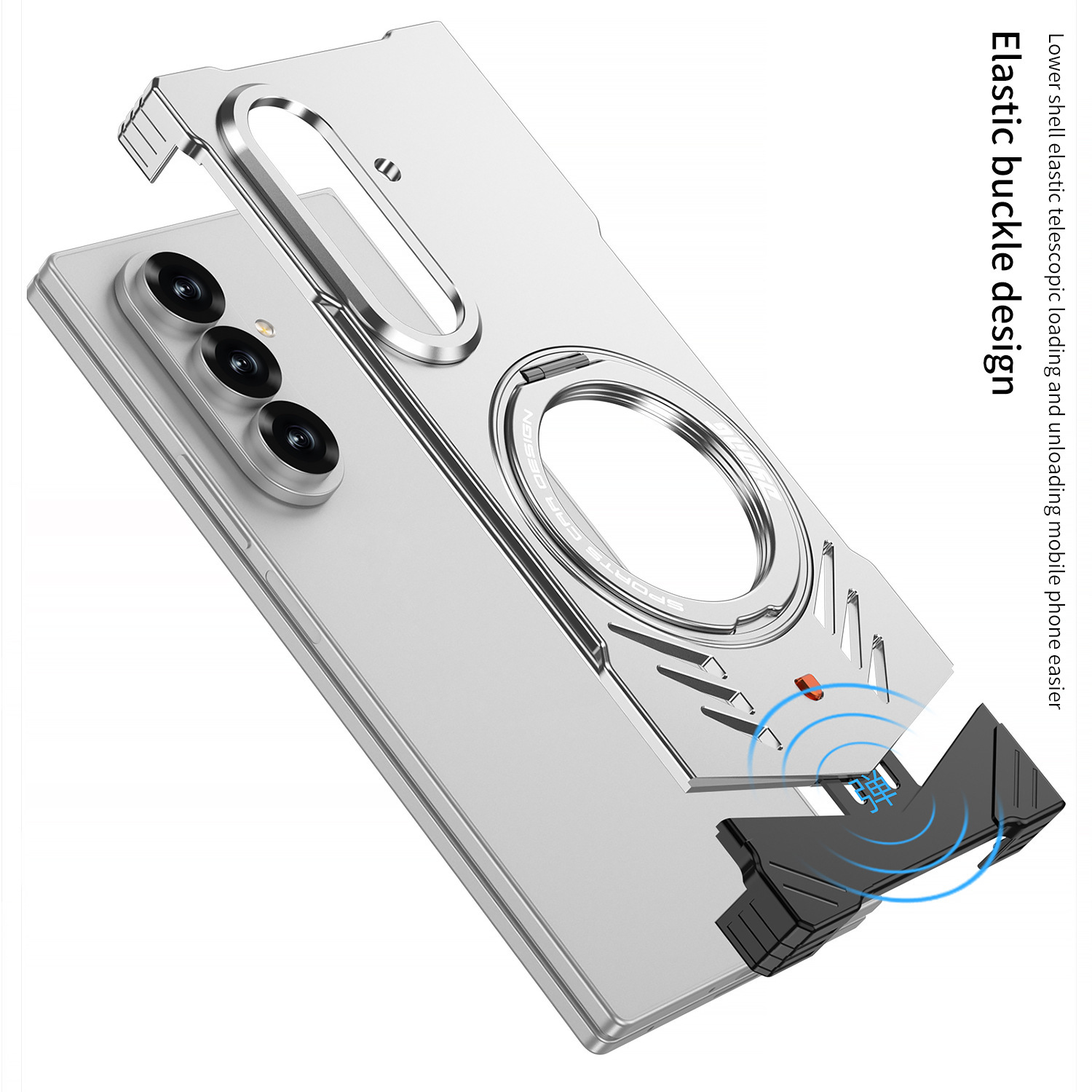 Compatible with Samsung Z Fold7/6 phone case, metal magnetic 360° rotating stand, heat dissipation and drop protection case, cross-border e-commerce.