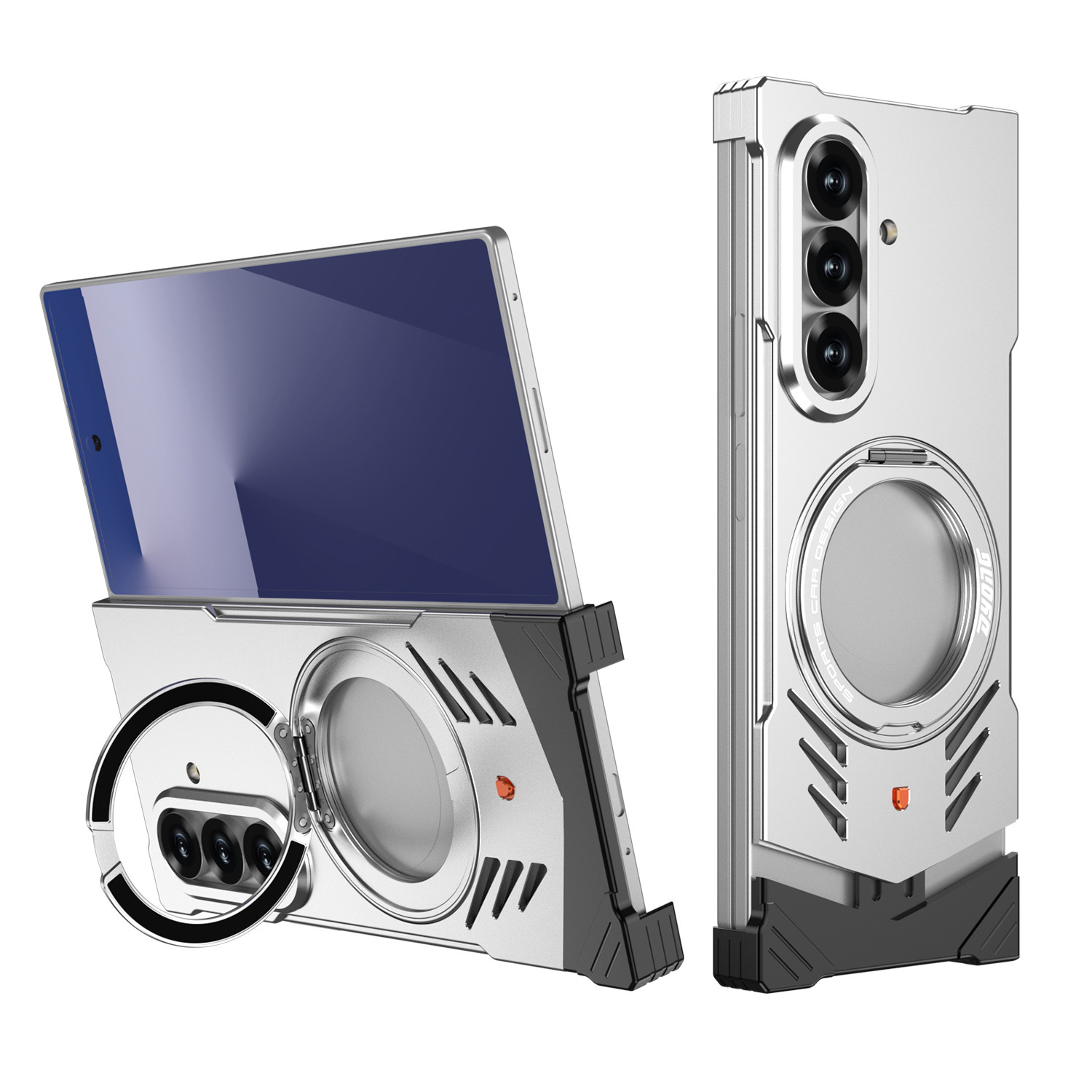Compatible with Samsung Z Fold7/6 phone case, metal magnetic 360° rotating stand, heat dissipation and drop protection case, cross-border e-commerce.