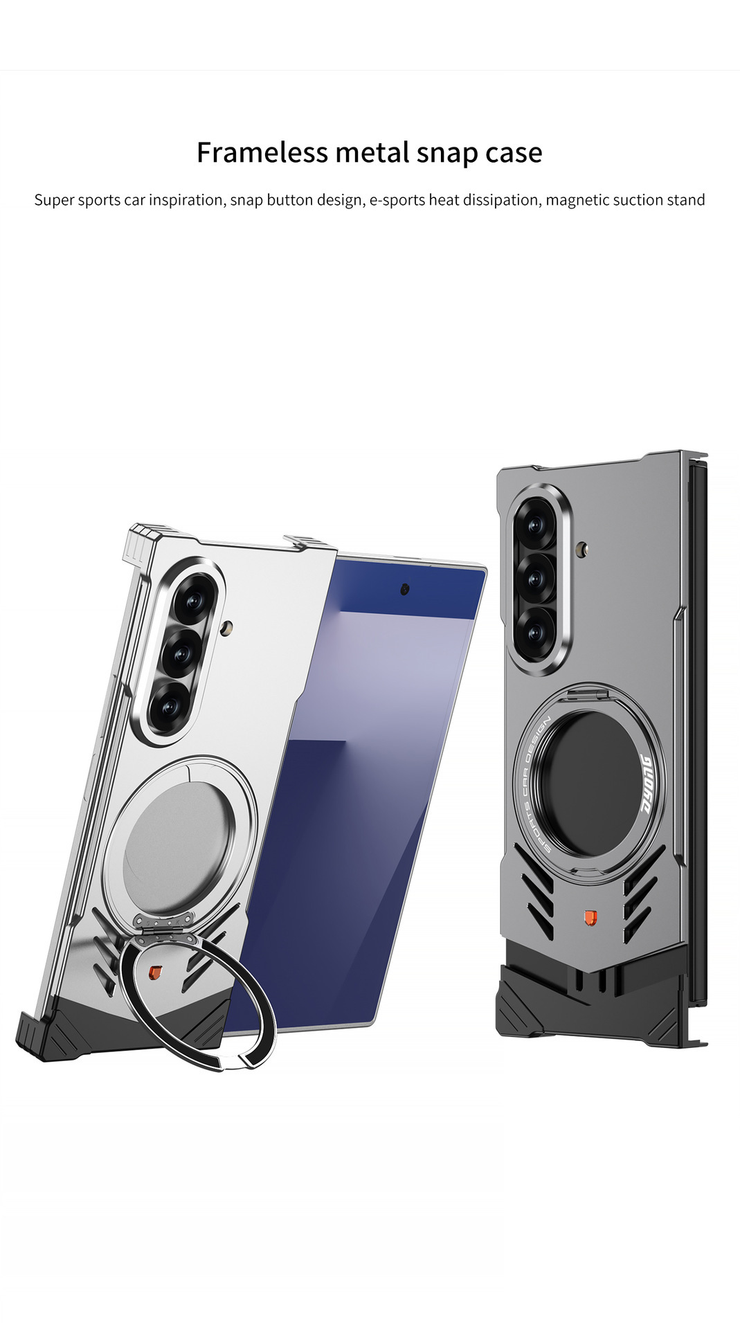 Compatible with Samsung Z Fold7/6 phone case, metal magnetic 360° rotating stand, heat dissipation and drop protection case, cross-border e-commerce.