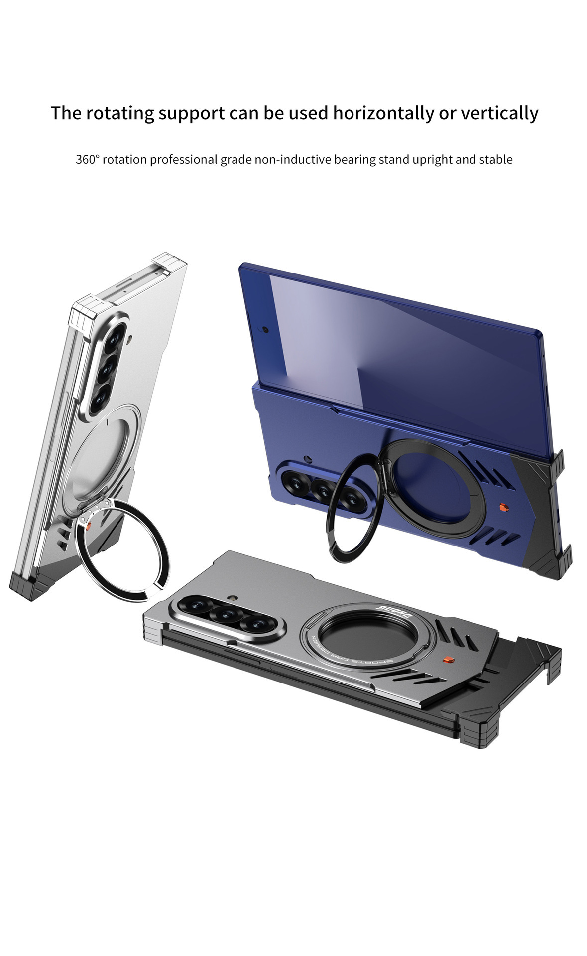 Compatible with Samsung Z Fold7/6 phone case, metal magnetic 360° rotating stand, heat dissipation and drop protection case, cross-border e-commerce.