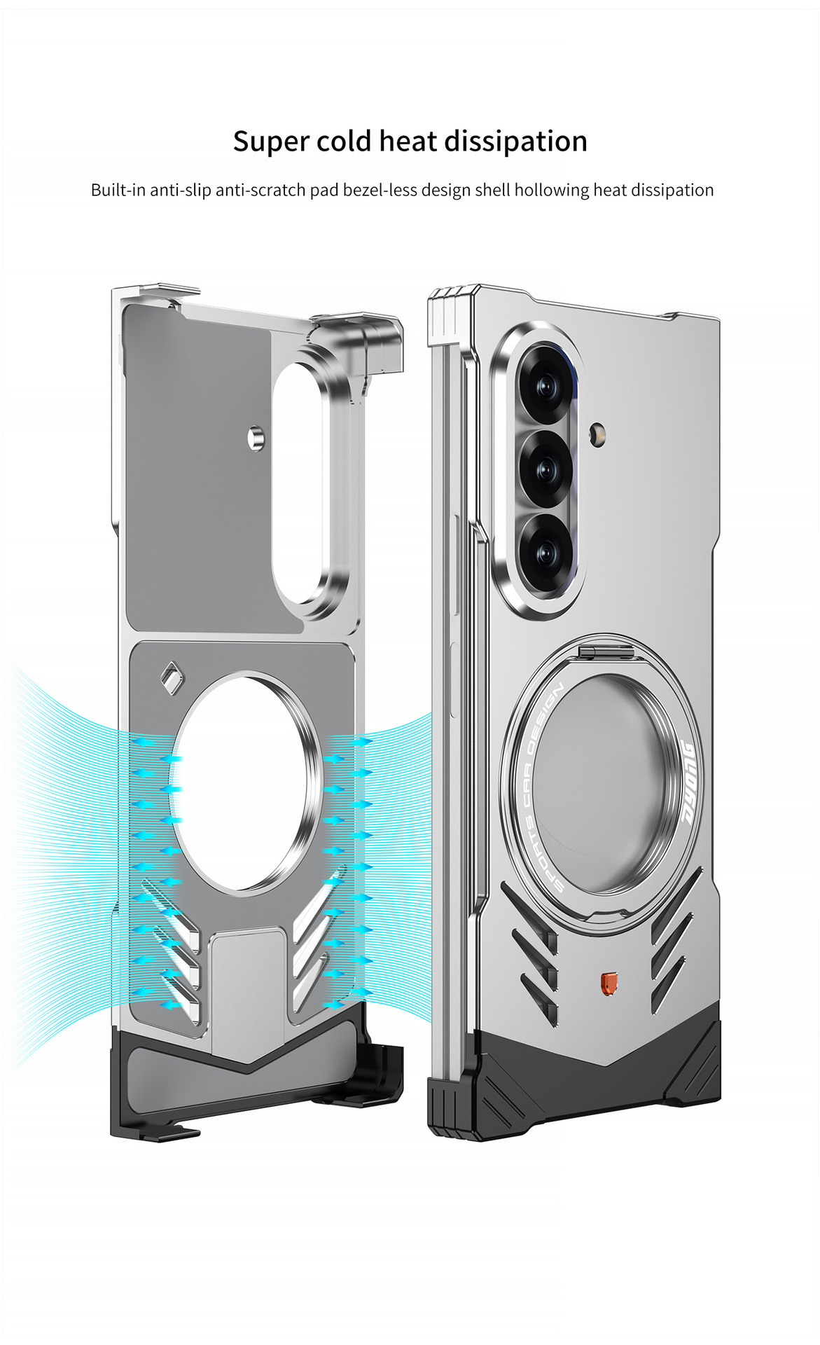 Compatible with Samsung Z Fold7/6 phone case, metal magnetic 360° rotating stand, heat dissipation and drop protection case, cross-border e-commerce.