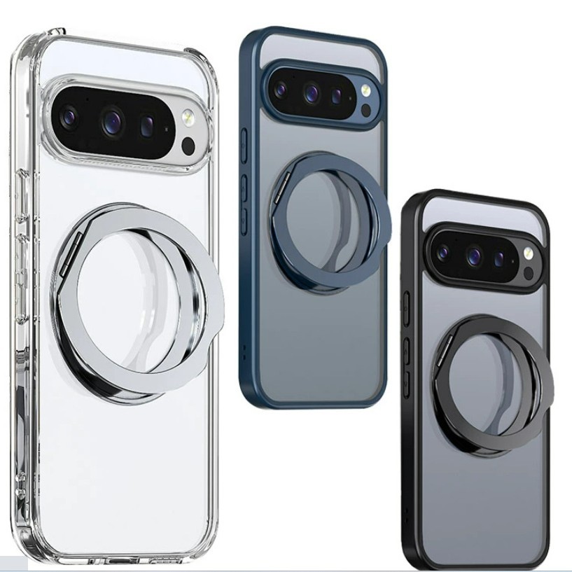 Compatible with Google Pixel 11 Pro XL phone case, magnetic rotating stand, frosted transparent 9A protective case