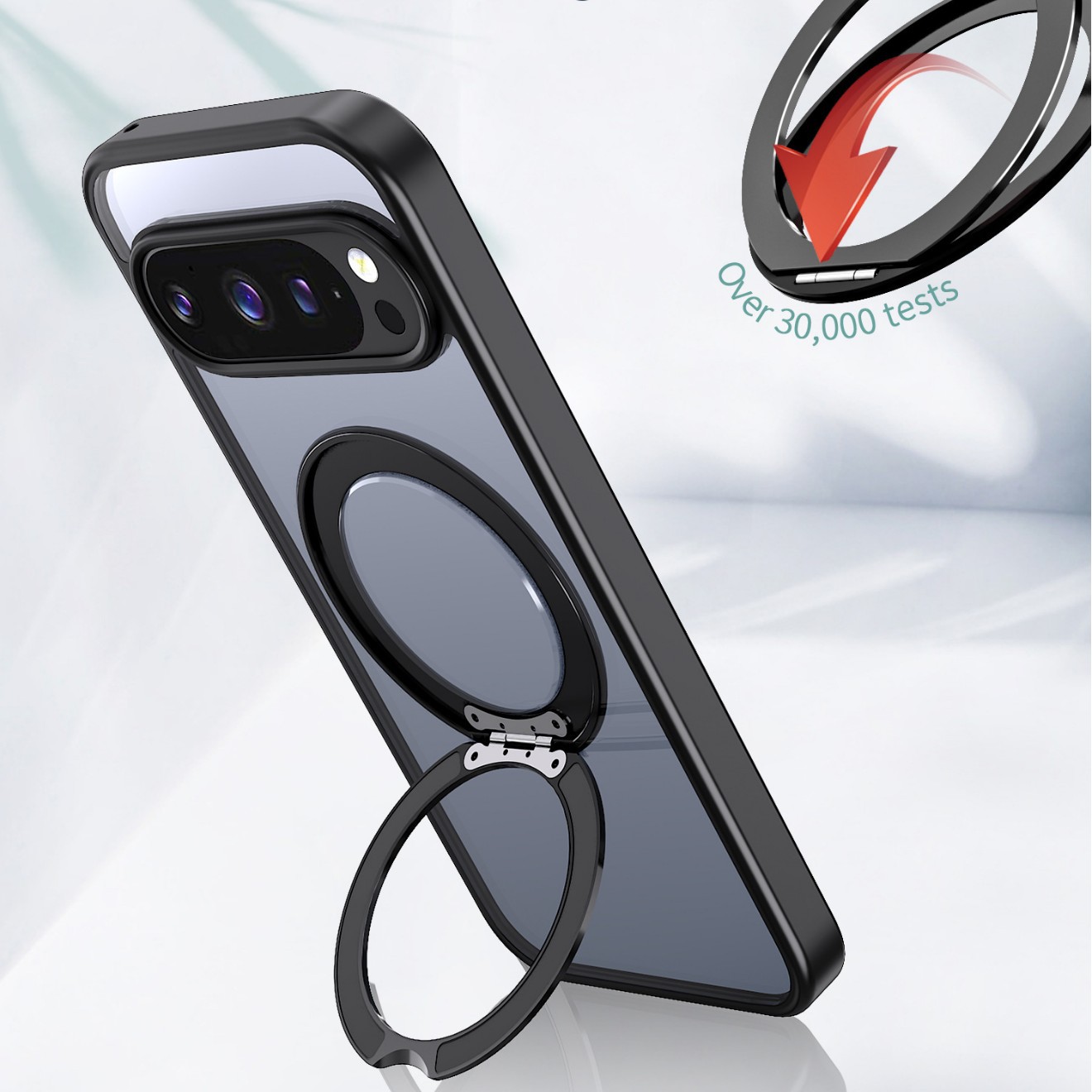 Compatible with Google Pixel 11 Pro XL phone case, magnetic rotating stand, frosted transparent 9A protective case