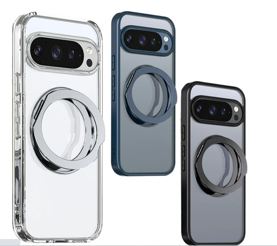 Compatible with Google Pixel 11 Pro XL phone case, magnetic rotating stand, frosted transparent 9A protective case