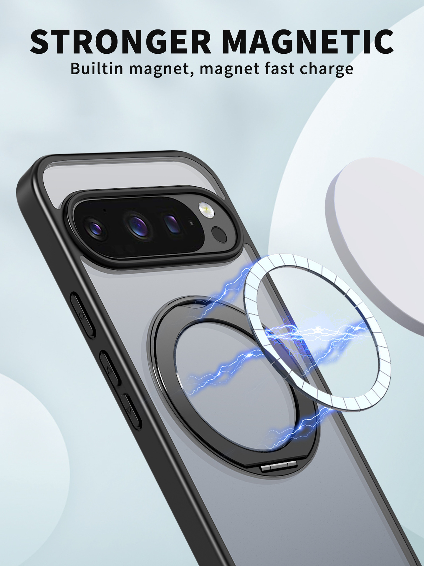 Compatible with Google Pixel 11 Pro XL phone case, magnetic rotating stand, frosted transparent 9A protective case