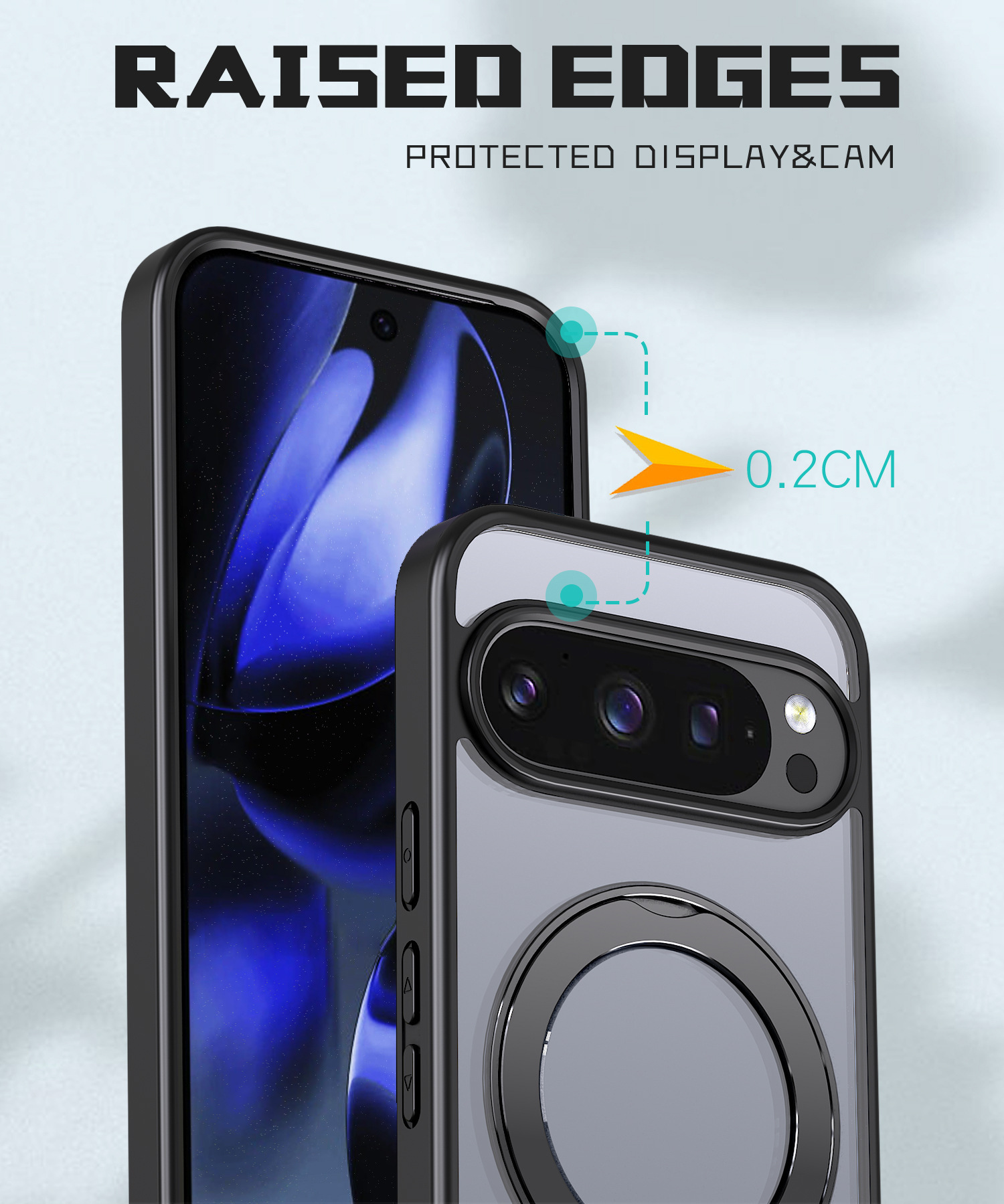 Compatible with Google Pixel 11 Pro XL phone case, magnetic rotating stand, frosted transparent 9A protective case