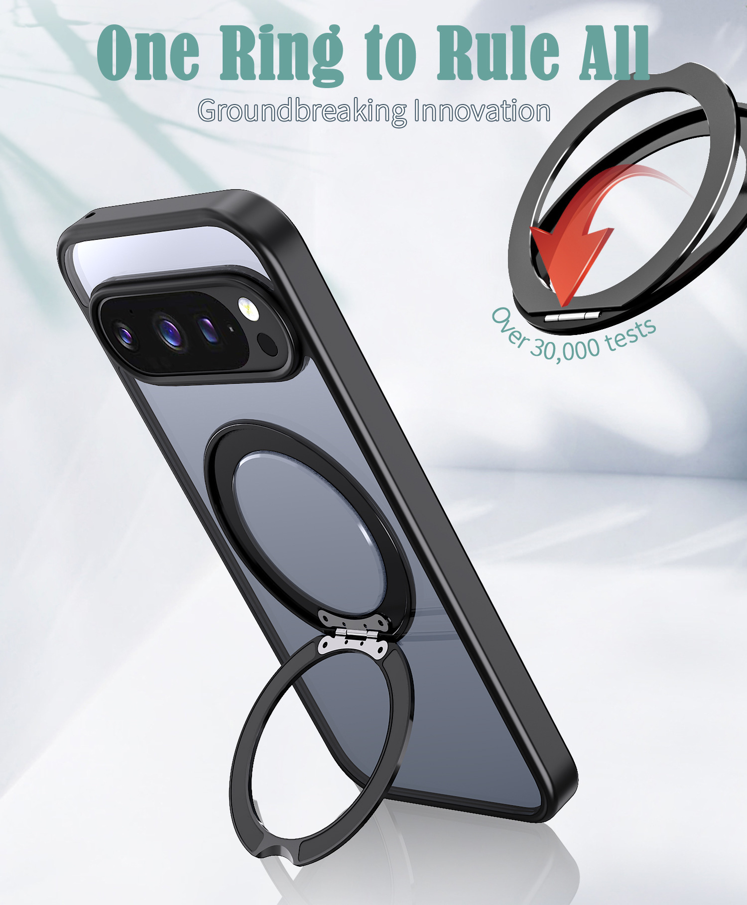 Compatible with Google Pixel 11 Pro XL phone case, magnetic rotating stand, frosted transparent 9A protective case