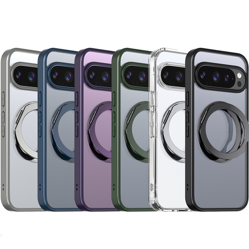 Compatible with Google Pixel 11 Pro XL phone case, magnetic rotating stand, frosted transparent 9A protective case